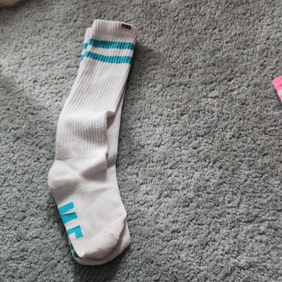 Pink White and Blue Striped Pink Socks - Picture 1 of 1